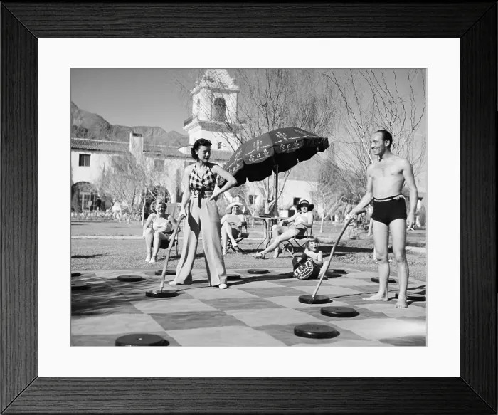 Framed Print : Helen Mack and George Stone Playing Lawn Checkers Framed Print : Helen Mack and George Stone Playing Lawn Checkers