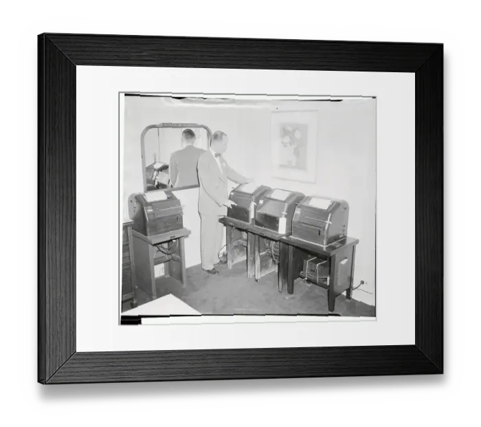 Framed Print : White House Official Checking Teletype Machines Framed Print : White House Official Checking Teletype Machines