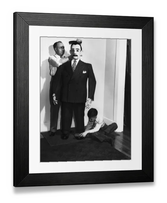 Framed Print : Inventor Combing Robot's Hair
