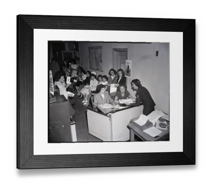 Framed Print : Line Of Women Seated To Sign Up For Wac Framed Print : Line Of Women Seated To Sign Up For Wac
