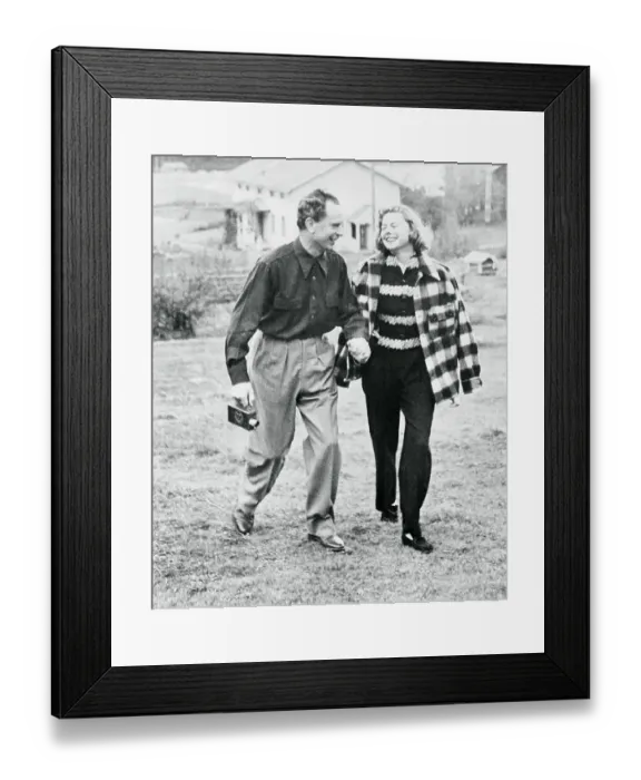 Framed Print : Ingrid Bergman and Peter Lindstrom Hand in Hand Framed Print : Ingrid Bergman and Peter Lindstrom Hand in Hand