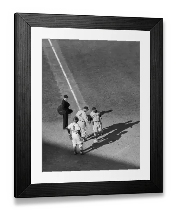 Framed Print : Lou Boudreau Stepping on Home Plate Framed Print : Lou Boudreau Stepping on Home Plate