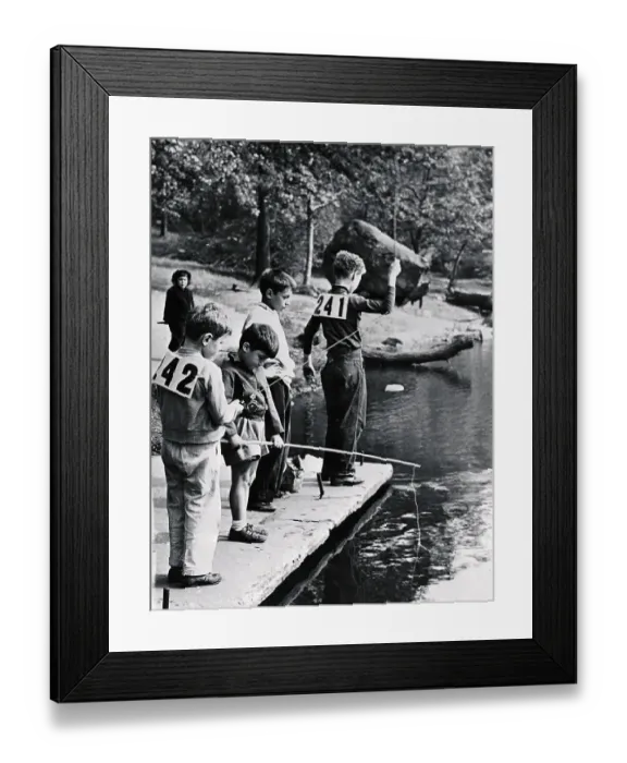 Framed Print : Fishing contest for children in Central Park, New York City, New York State, USA Framed Print : Fishing contest for children in Central Park, New York City, New York State, USA