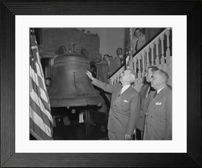 Framed Print : President Truman Examining Liberty Bell Framed Print : President Truman Examining Liberty Bell