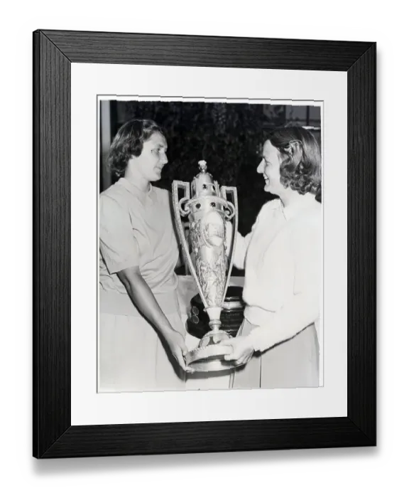 Framed Print : Grace Lenczyk and Helen Sigel Holding Trophy Framed Print : Grace Lenczyk and Helen Sigel Holding Trophy