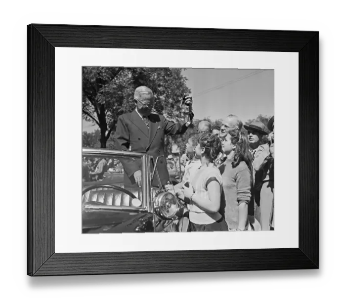 Framed Print : Truman with Teenage Admirers Framed Print : Truman with Teenage Admirers