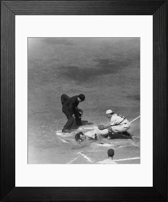 Framed Print : Yogi Berra Sliding Into Home Base Framed Print : Yogi Berra Sliding Into Home Base