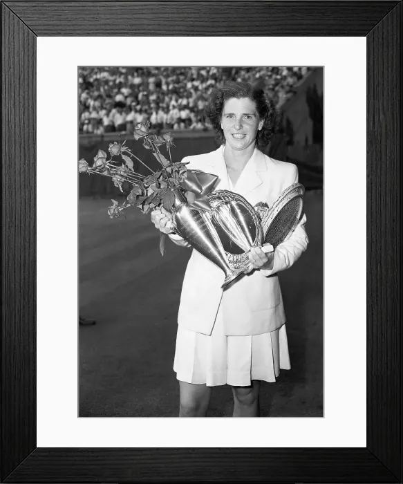 Framed Print : Margaret Osborne Dupont Holding Trophy Framed Print : Margaret Osborne Dupont Holding Trophy