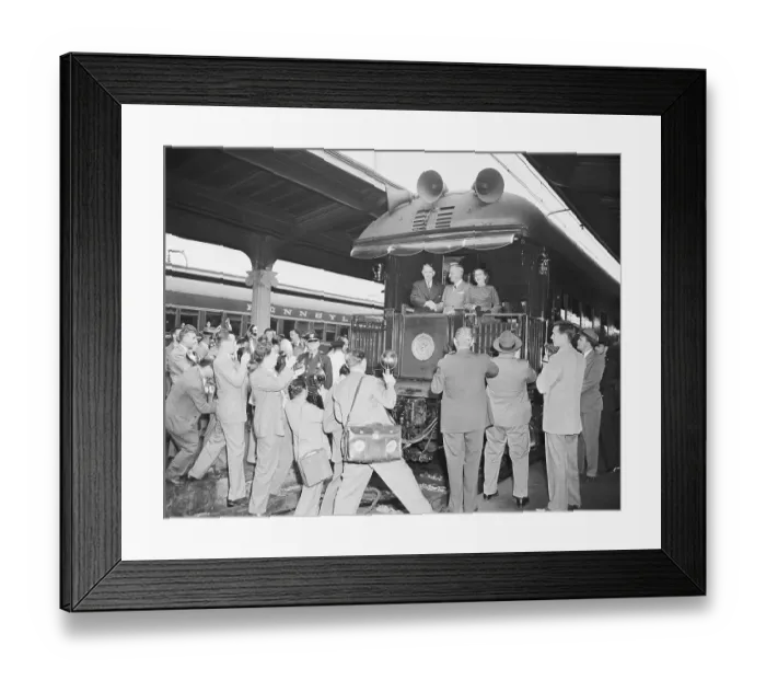 Framed Print : Senator Alben Barkley Bidding President Truman Good Luck for his Campaign Trip Framed Print : Senator Alben Barkley Bidding President Truman Good Luck for his Campaign Trip