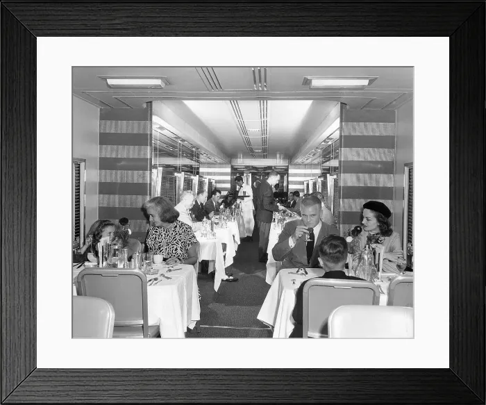 Framed Print : Diners in New Pullman-Standard Dining Car Framed Print : Diners in New Pullman-Standard Dining Car