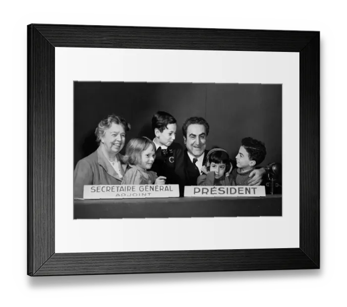 Framed Print : Children Attending UN Meeting