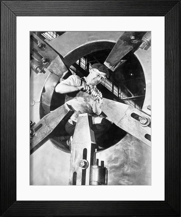 Framed Print : Man Making Giant Lathe for Ford Factory Framed Print : Man Making Giant Lathe for Ford Factory