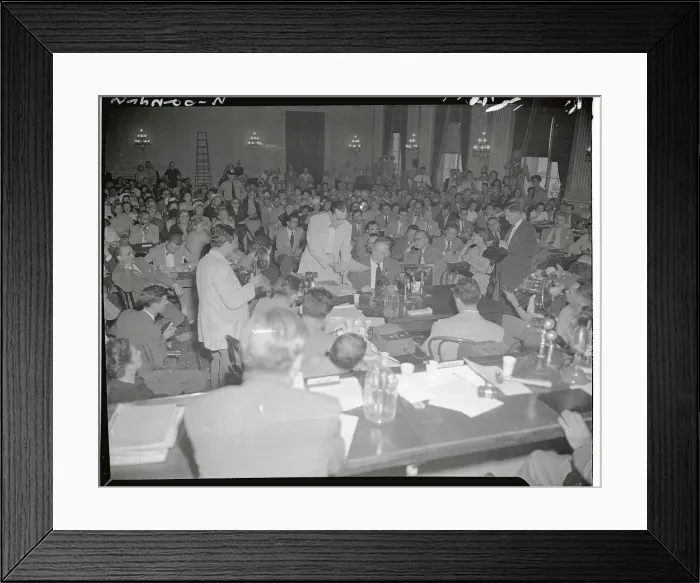 Framed Print : Whittaker Chambers Being Shown Pictures in Hearing