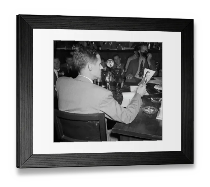 Framed Print : Alger Hiss Tries to Identify Photo of Chambers
