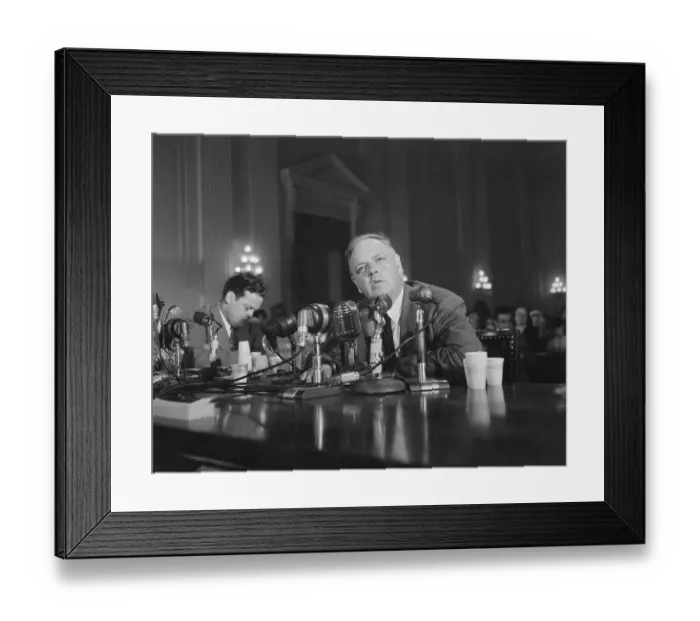 Framed Print : Whittaker Chambers Speaking into Microphones Framed Print : Whittaker Chambers Speaking into Microphones