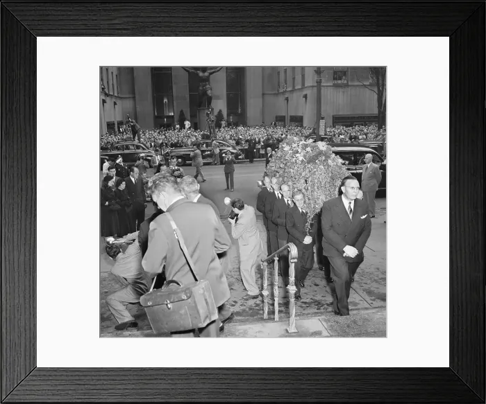Framed Print : Babe Ruth's Casket Arriving at Church Framed Print : Babe Ruth's Casket Arriving at Church
