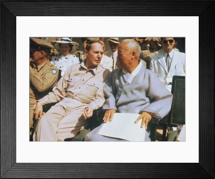 Framed Print : General Douglas MacArthur and President Syngman Rhee Framed Print : General Douglas MacArthur and President Syngman Rhee