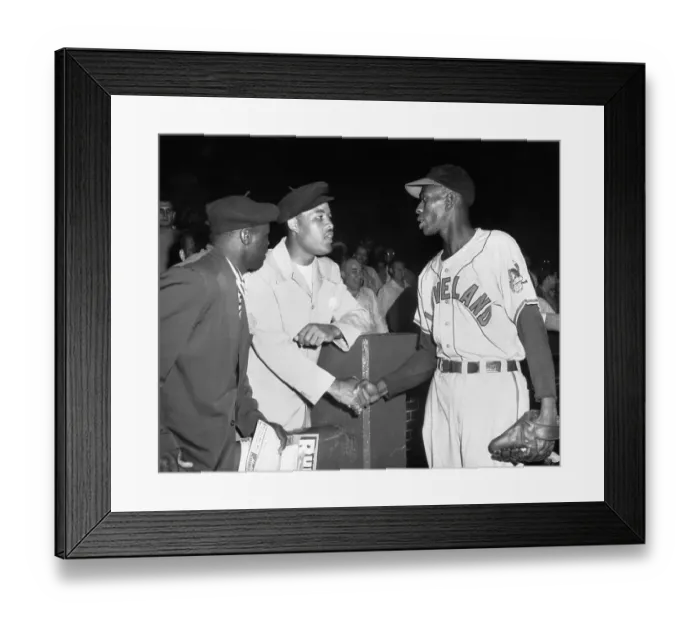 Framed Print : Joe Louis Shaking Hands With Satchel Paige Framed Print : Joe Louis Shaking Hands With Satchel Paige