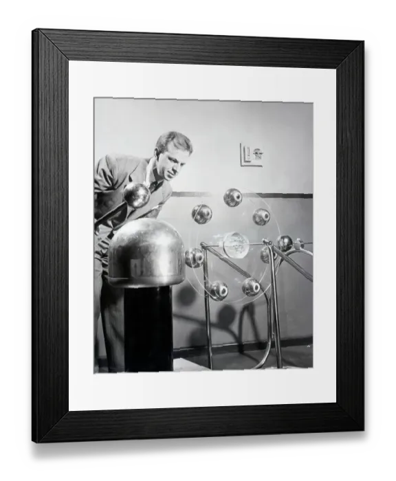 Framed Print : Dr. Fitz-Hugh Marshall Demonstrating a Particle Accelerator