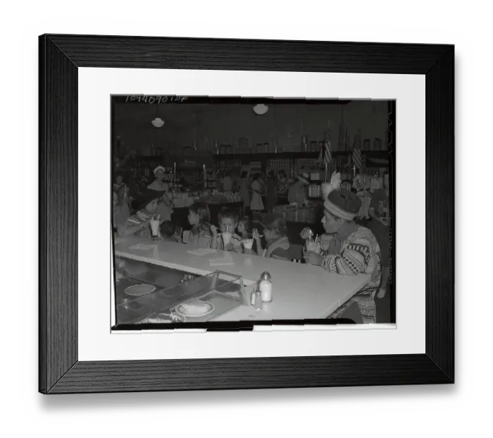 Framed Print : Jimmie Billy Having Ice Cream Sodas with His Family at Parlor Framed Print : Jimmie Billy Having Ice Cream Sodas with His Family at Parlor