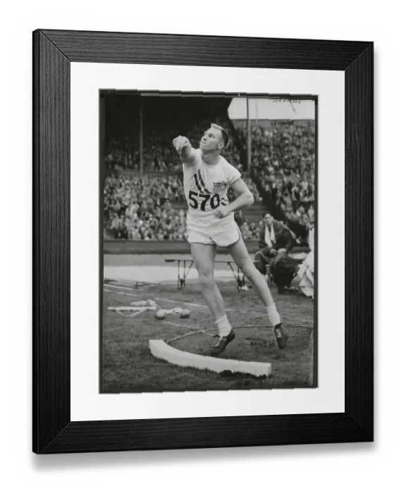 Framed Print : Wilbur Thompson Tossing in Olympic Shot Put Framed Print : Wilbur Thompson Tossing in Olympic Shot Put