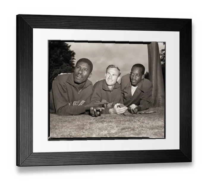Framed Print : American Olympic Winners Showing Medals
