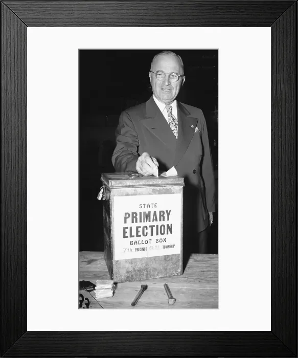 Framed Print : President Truman Voting During the 1948 Primary Election Framed Print : President Truman Voting During the 1948 Primary Election
