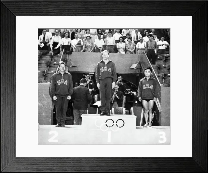 Framed Print : Sammy Lee. Bruce Harlan, of Ohio State, (center) winner of the Olympic Framed Print : Sammy Lee. Bruce Harlan, of Ohio State, (center) winner of the Olympic