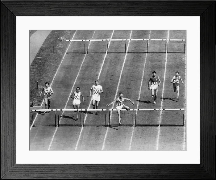 Framed Print : Olympic Runners in Hurdles Framed Print : Olympic Runners in Hurdles