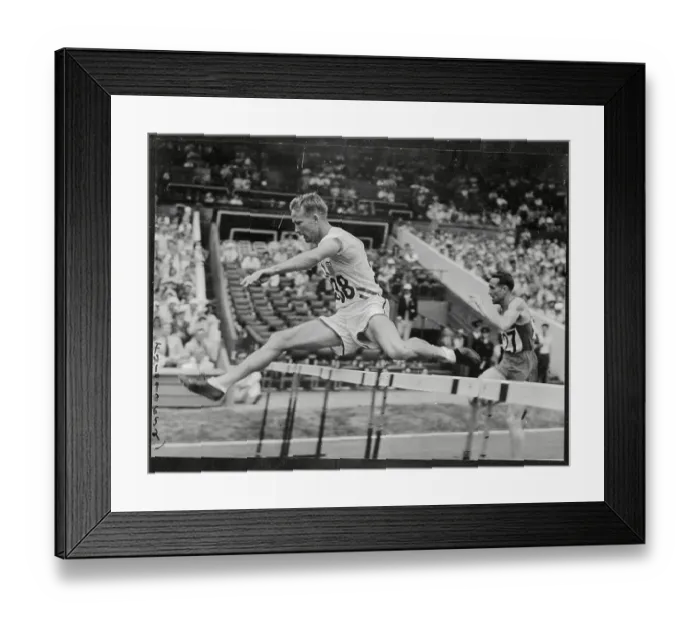 Framed Print : R F Ault Jumping over Hurdle Framed Print : R F Ault Jumping over Hurdle