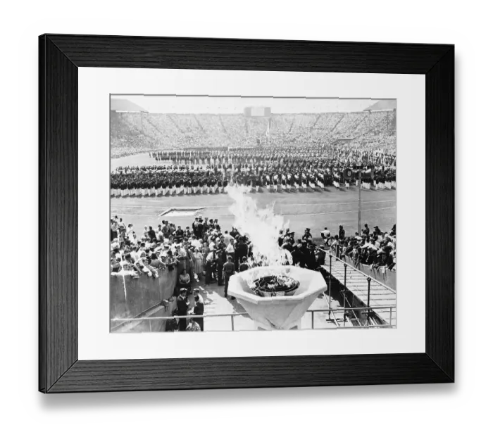 Framed Print : Competitors with Olympic Flame Framed Print : Competitors with Olympic Flame