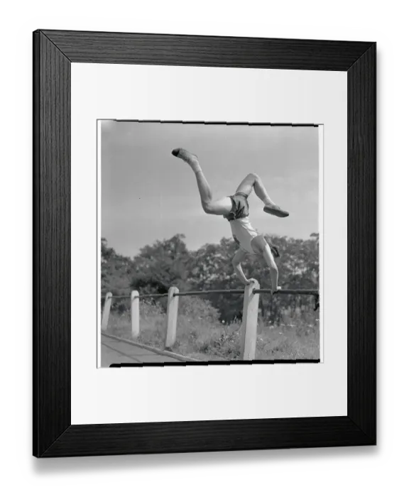 Framed Print : Art Jackes Practicing His High Jump Framed Print : Art Jackes Practicing His High Jump