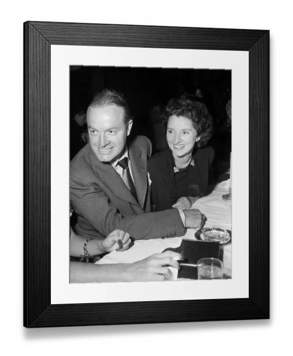 Framed Print : Bob Hope and Wife Smiling at a Dinner Framed Print : Bob Hope and Wife Smiling at a Dinner