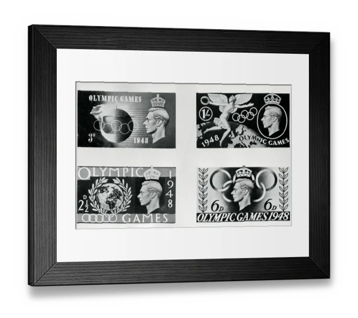 Framed Print : Four British Stamps Commemorating Olympic Games