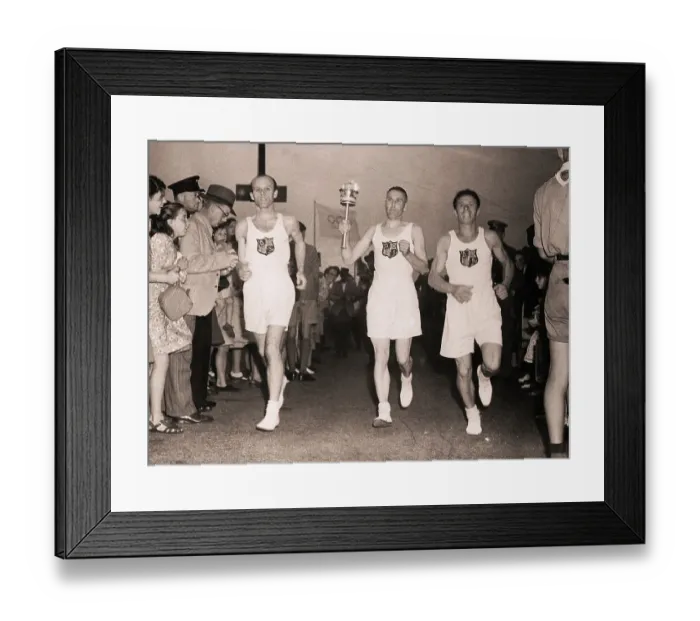 Framed Print : Runners with Olympic Torch Run the Route Framed Print : Runners with Olympic Torch Run the Route