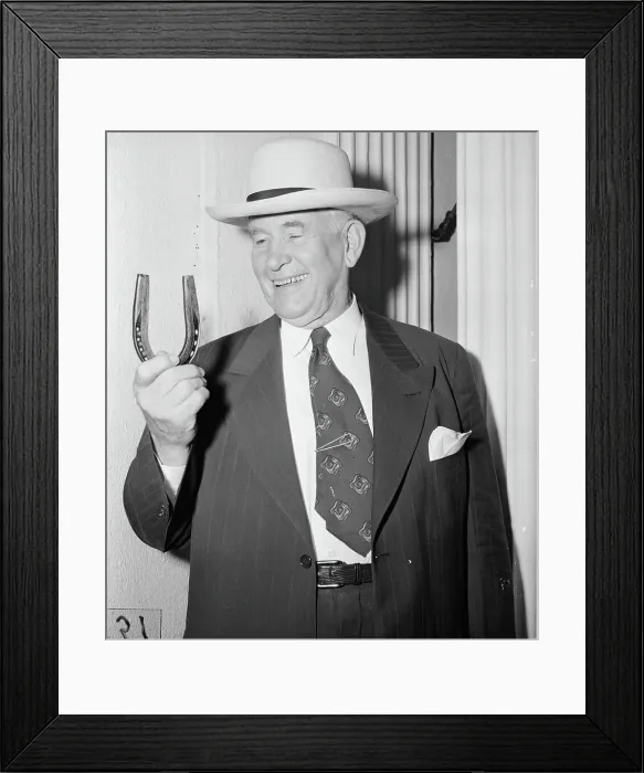 Framed Print : Sen. Alben W. Barkley Holding a Horseshoe Framed Print : Sen. Alben W. Barkley Holding a Horseshoe