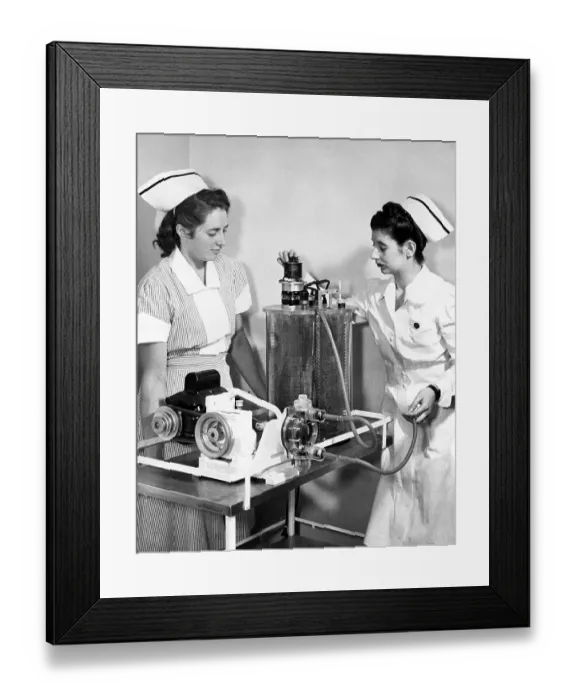 Framed Print : Nurse Demonstrates Artificial Kidney Framed Print : Nurse Demonstrates Artificial Kidney