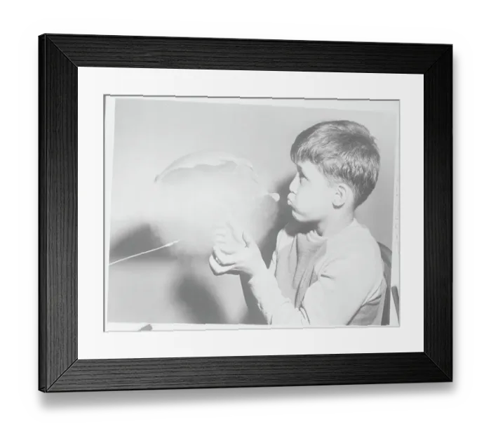Framed Print : Boy Watching Balloon Pop Framed Print : Boy Watching Balloon Pop
