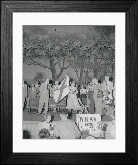 Framed Print : Woman Waving an Confederate Flag Framed Print : Woman Waving an Confederate Flag