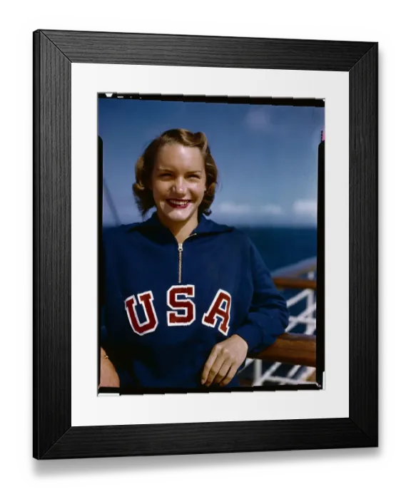 Framed Print : Ann Curtis Smiling on Deck Framed Print : Ann Curtis Smiling on Deck