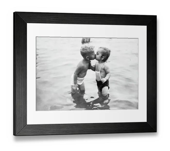 Framed Print : Toddlers Kissing in Lake Michigan Framed Print : Toddlers Kissing in Lake Michigan