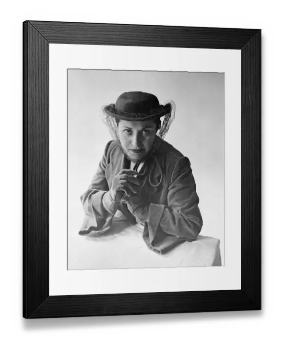 Framed Print : Woman In Grey Outfit W / Hat & Gloves Framed Print : Woman In Grey Outfit W / Hat & Gloves