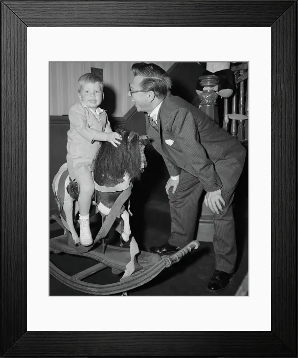 Framed Print : Mickey Rooney Conversing with His Son on Horseback Framed Print : Mickey Rooney Conversing with His Son on Horseback