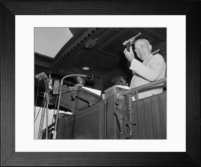 Framed Print : Truman Waving German Luger