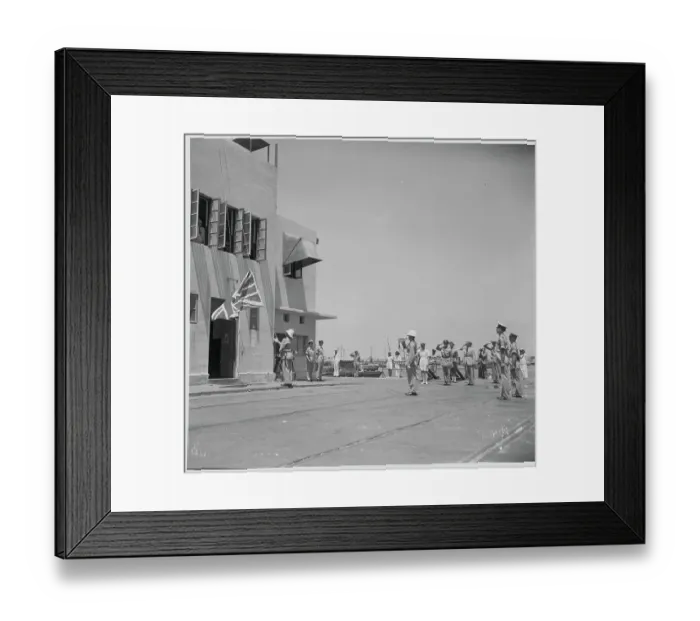 Framed Print : British Troop Lowering Flag