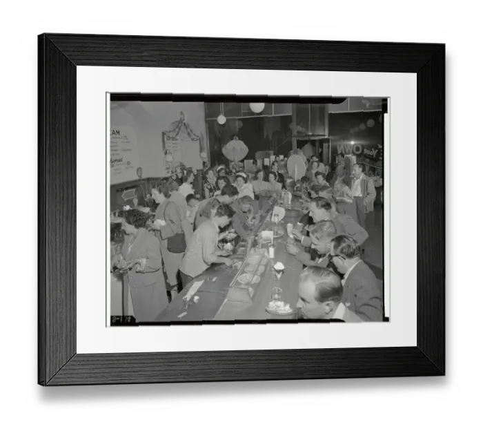 Framed Print : People Making and Eating Sundaes at Parlor Framed Print : People Making and Eating Sundaes at Parlor
