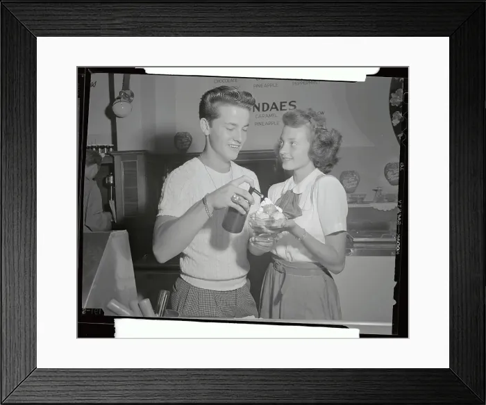 Framed Print : Two Teenagers Building Ice Cream Sundae Framed Print : Two Teenagers Building Ice Cream Sundae