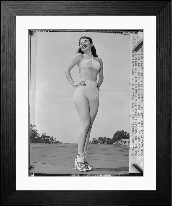 Framed Print : Paula Drew Posing in Swimsuit Framed Print : Paula Drew Posing in Swimsuit