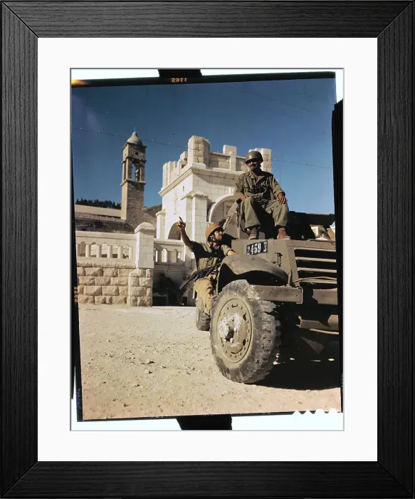 Framed Print : Jewish Occupation Troops in Front of Church Framed Print : Jewish Occupation Troops in Front of Church
