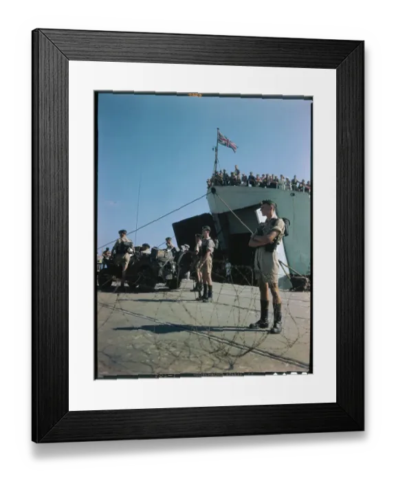 Framed Print : View of Soldiers with HMS Striker Framed Print : View of Soldiers with HMS Striker